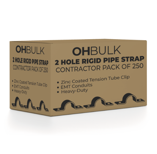 OhBulk - 2 Hole Rigid Pipe Strap - Bulk Contractor Pack of 250